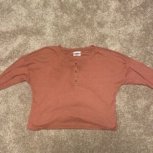 Mine Long Sleeve Rust Orange Knit Tank Top
